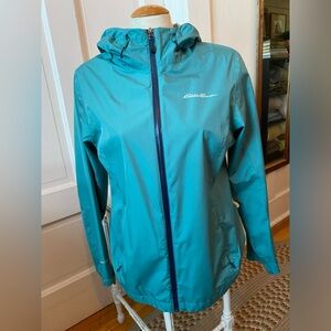 Eddie Bauer Weatheredge Teal Rain Jacket. Size M.